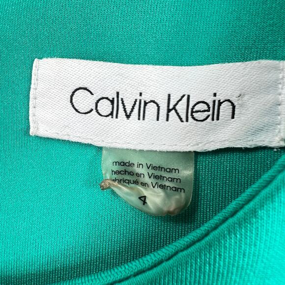 Calvin Klein Sleeveless Color-Block Sheath Dress 4 Green Blue Sleeveless Fitted - Picture 2 of 13